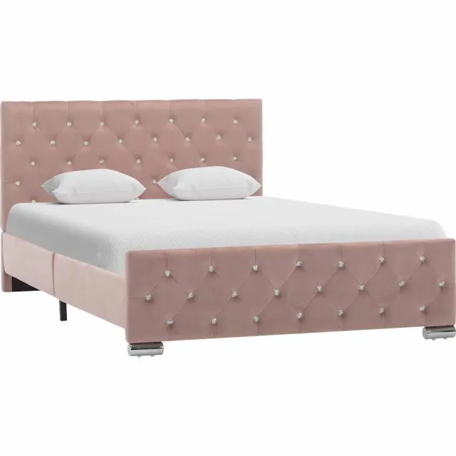 vidaXL Bedframe fluweel roze 120x200 cm