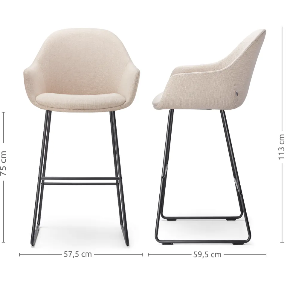 Nolon Nino-Mae barkruk beige - zwart onderstel - 75 cm, foto 3