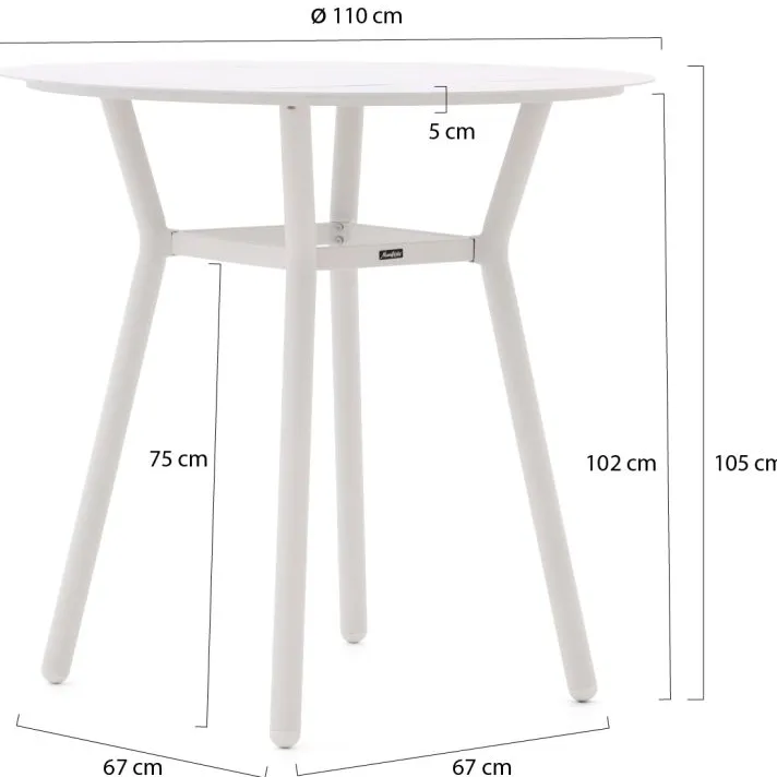 Manifesto Furniture Manifesto Tritoni bartafel ø 110cm (h:105 cm) wit, foto 2