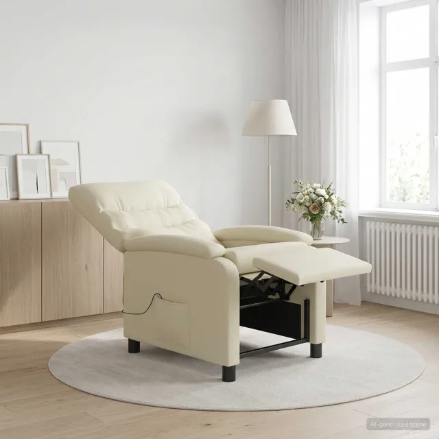 vidaXL Massage Recliner Crèmekleurig Kunstleer