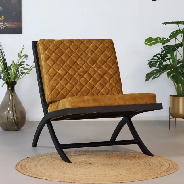 Bronx71 Design fauteuil Madrid velvet okergeel