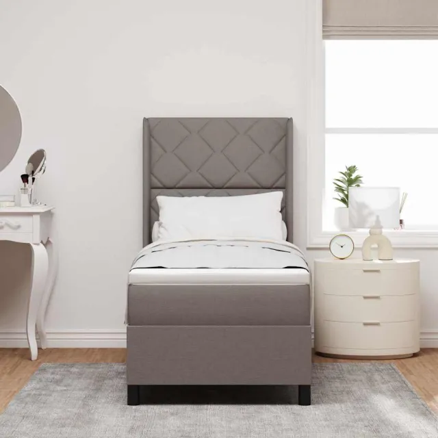 vidaXL Boxspringbed met kussen met hoofdeinde Taupe 200 x 80 cm Stof