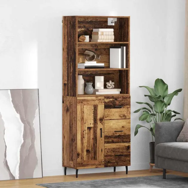 vidaXL Hoge kast 2 st Oud Hout 69,5 x 32,5 x 180 cm Bewerkt hout bruin, foto 2