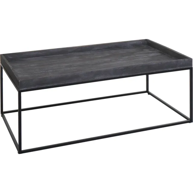 MCW Salontafel MCW-K71, salontafel bijzettafel, massief hout metaal 46x110x60cm ~ donkergrijs