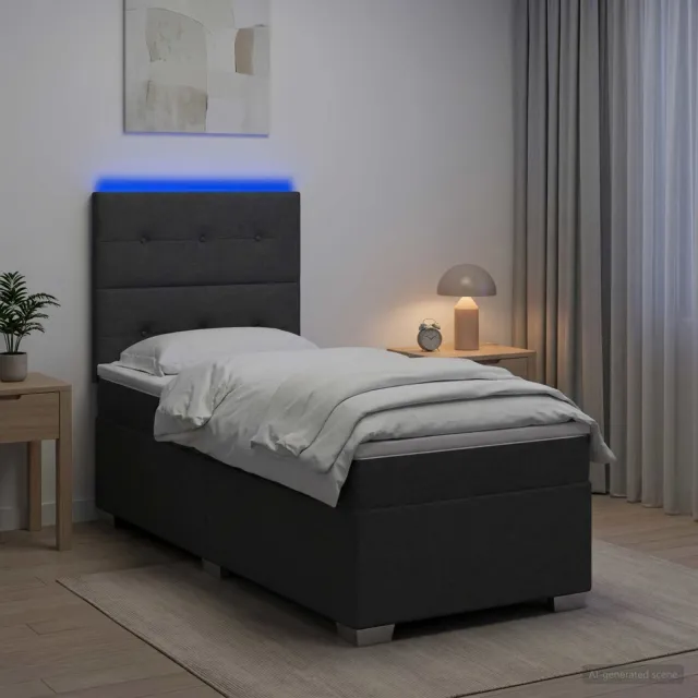 vidaXL Boxspringbed met matras Donkergrijs 80 x 200 cm Stof