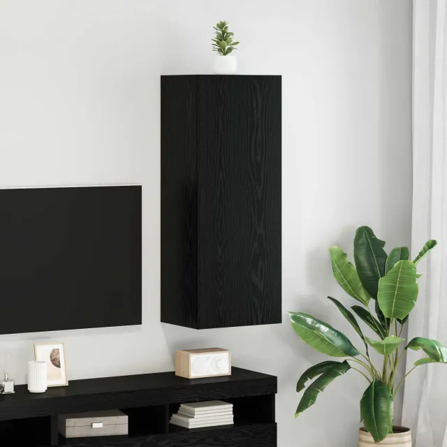 vidaXL TV Wandkast 40,5 x 30 x 102 cm Zwart Eiken Bewerkt hout