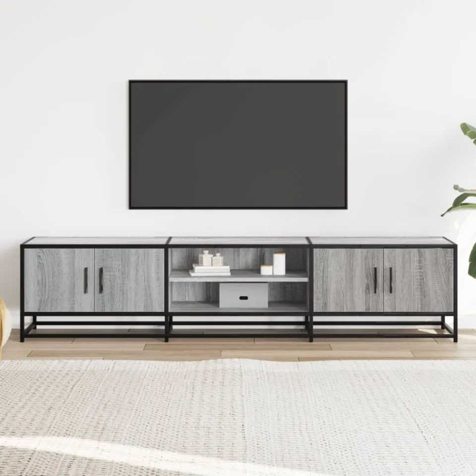 vidaXL Tv-meubel 180x35x41 cm bewerkt hout grijs sonoma eikenkleurig, foto 3