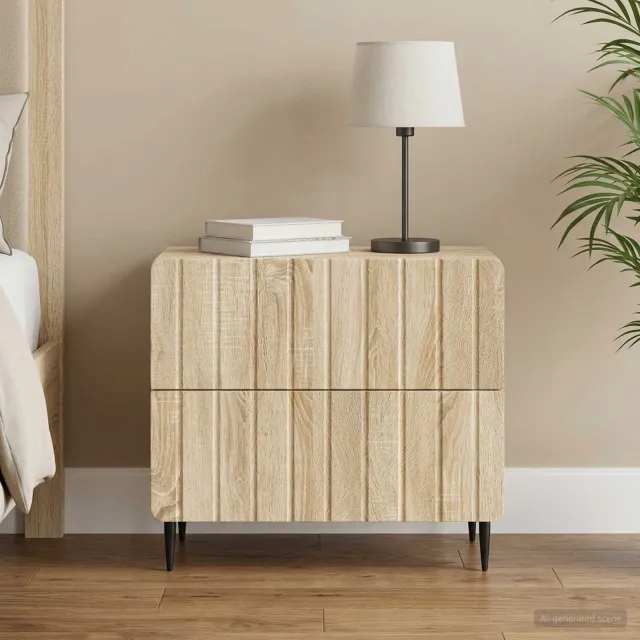 vidaXL Nachtkastje Sonoma Eiken 62 x 34,5 x 49,5 cm Bewerkt hout, foto 2