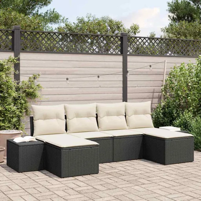 vidaXL Tuin Sofa Set 6 st Zwart poly rattan, foto 2
