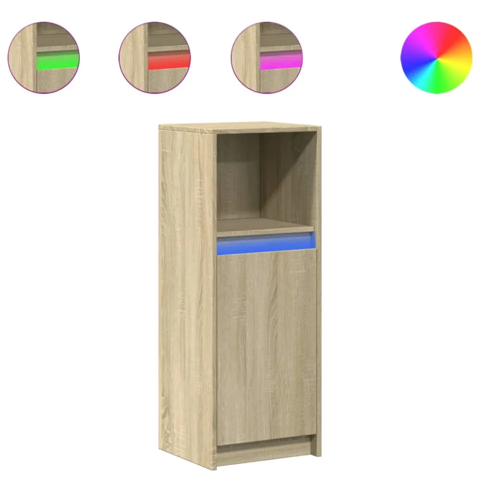 vidaXL Dressoir met LED 38x34x100 cm bewerkt hout sonoma eikenkleurig Bruin