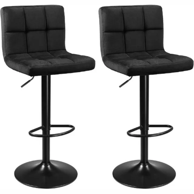 Thuys Luxe Barkrukken – Set van 2 – Barstoel – Hoogte Verstelbaar – Make Up Stoel – Industrieel – Fluwelen Zitting – Stijlvol Design – Zwart