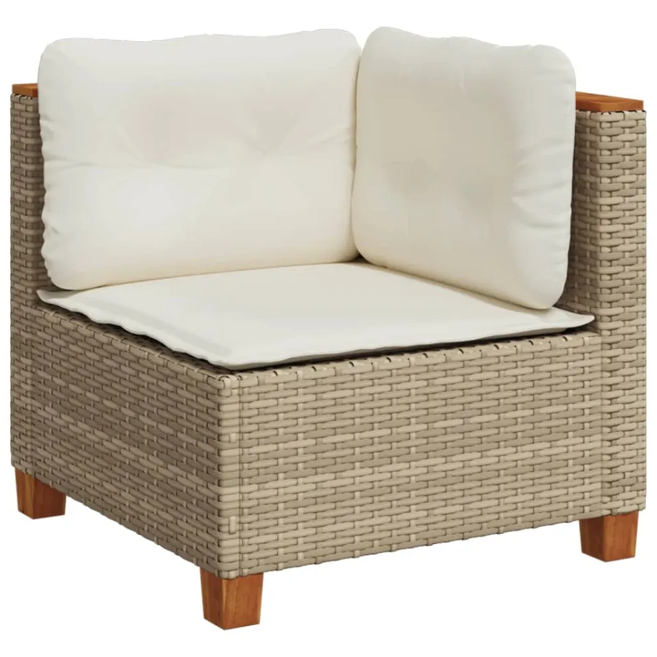vidaXL 10-delige Loungeset met kussens poly rattan beige, foto 3