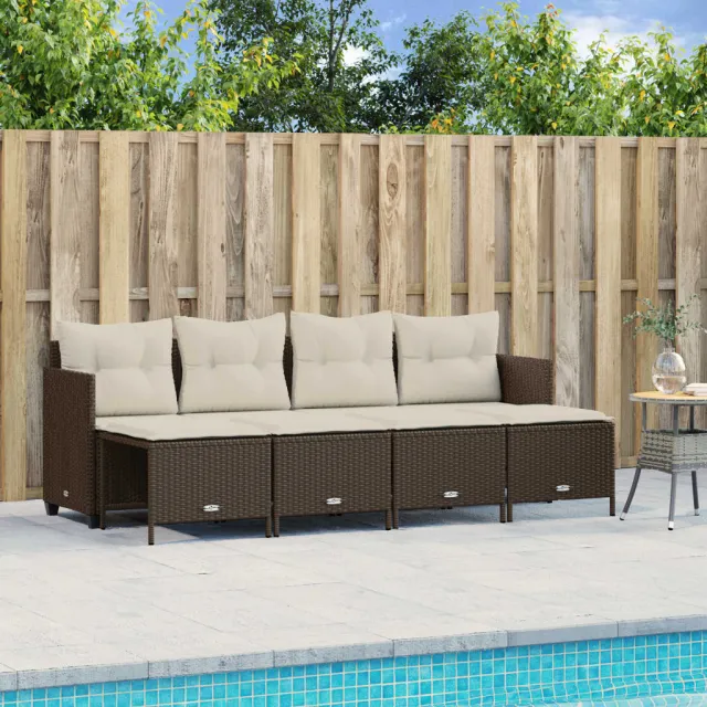 vidaXL 5-delige Loungeset met kussens poly rattan zwart, foto 2