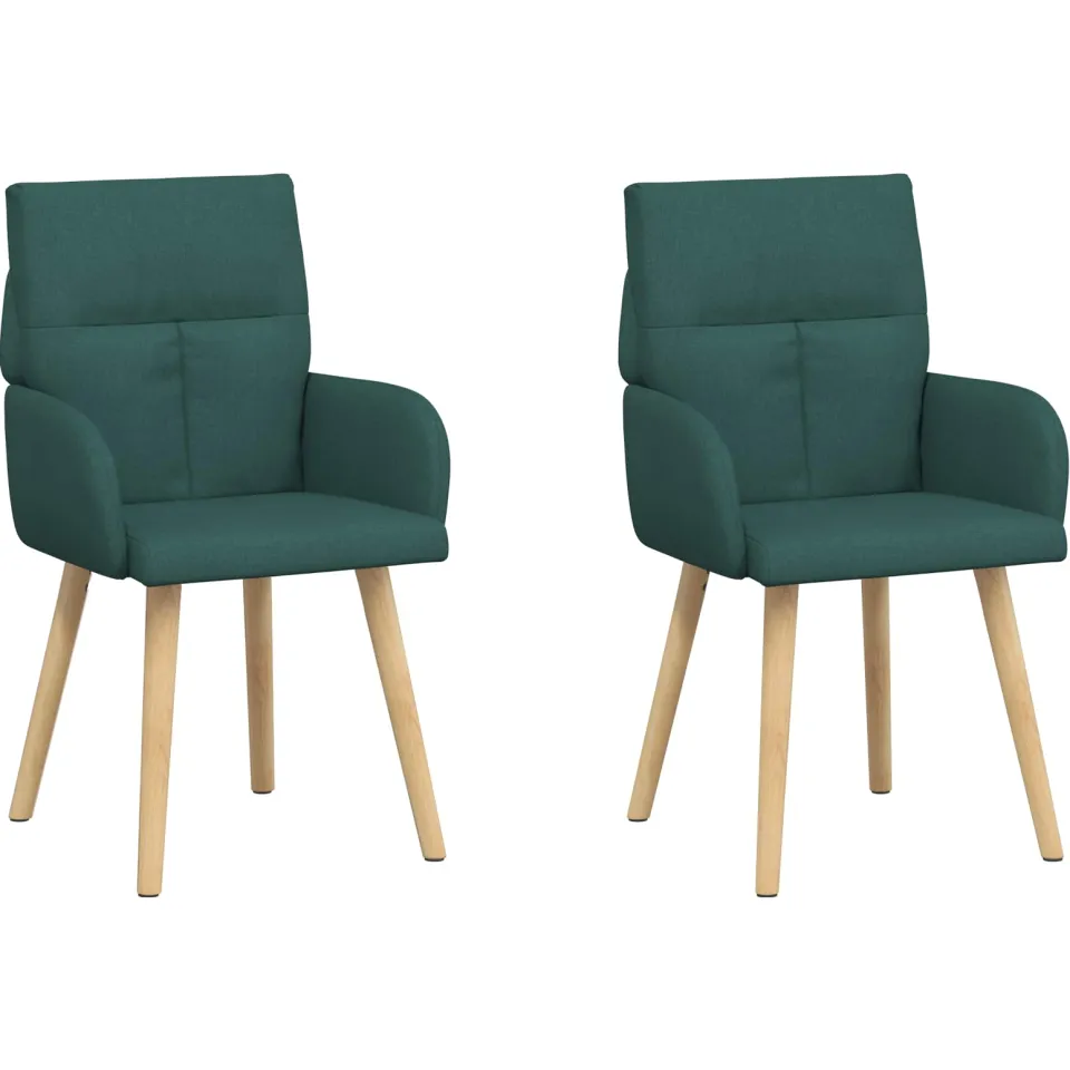 vidaXL Eettafelstoelen 2 st Stof Donkergroen 60 x 56 x 93 cm groen, foto 3