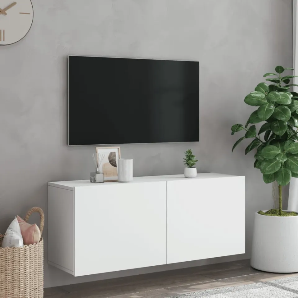 vidaXL Tv-meubel wandgemonteerd 100x30x41 cm wit, foto 3