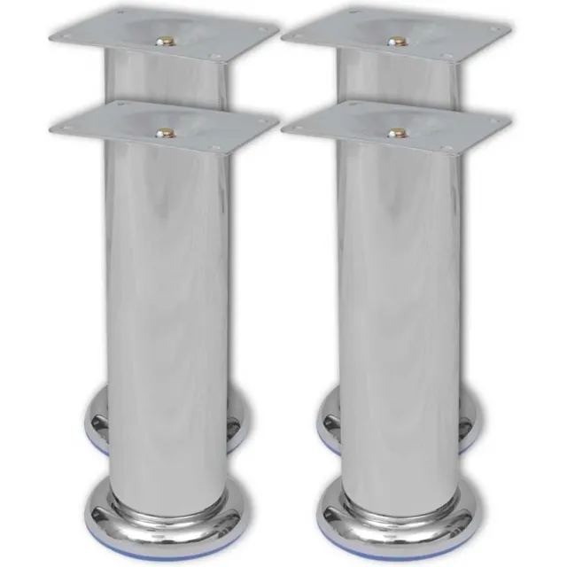 vidaXL Bankpoten rond chroom 180 mm 4 st Zilver