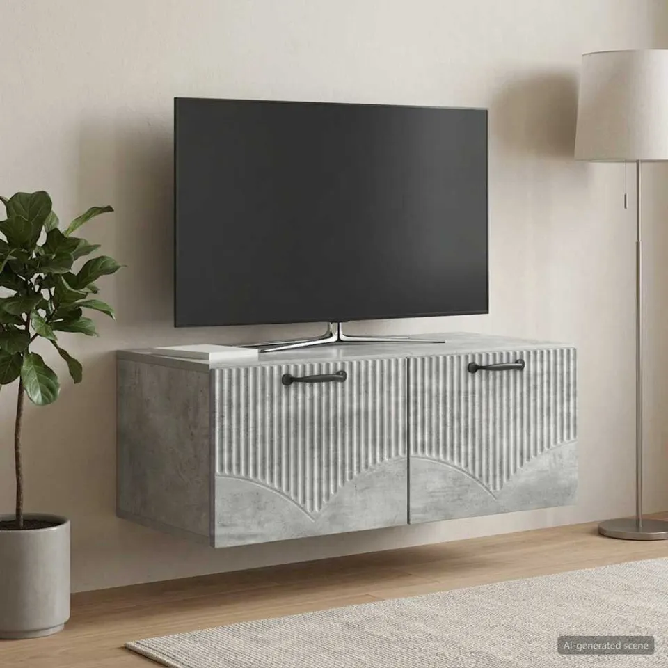 vidaXL Wandbeugel TV-kast Betongrijs 78,5 x 41 x 30 cm Bewerkt hout grijs, foto 4