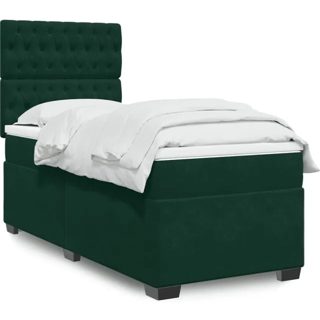 vidaXL Boxspring met matras fluweel donkergroen 90x190 cm groen
