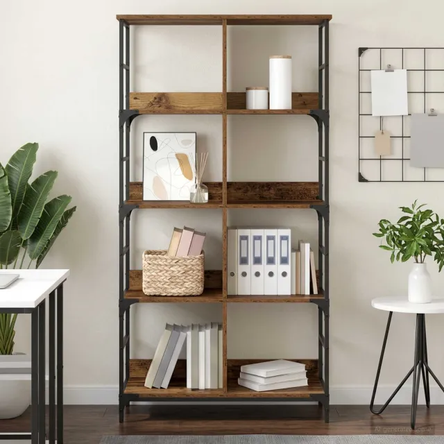 vidaXL Boekenkast 4-laags 78,5 x 33 x 153 cm metaal PB Oud hout Bruin