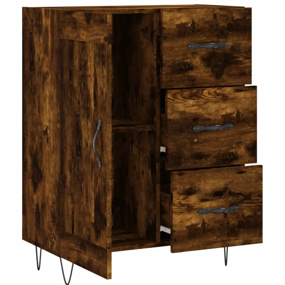 vidaXL Dressoir 69,5x34x90 cm bewerkt hout gerookt eikenkleurig, foto 4