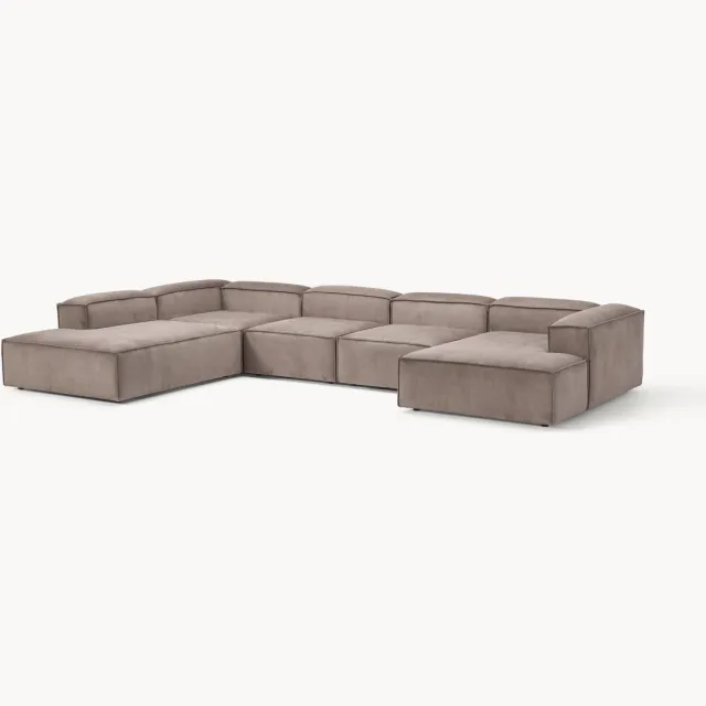 Westwing Collection XL modulaire ribfluwelen bank Lennon Taupe