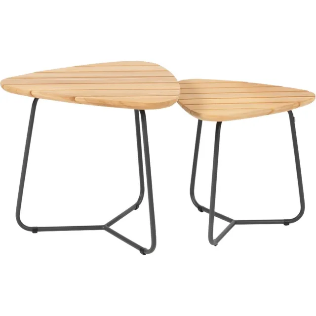4 Seasons Outdoor 4 Seasons Verdi set van 2 teak driehoekige salontafels