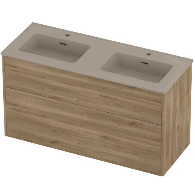 Proline Tribute Badmeubelset Porselein Elegant In Kader 120x46x67 cm Mat Crème Cotton Cider Oak Eiken