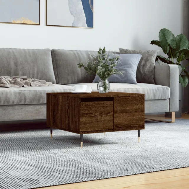 vidaXL Salontafel 55x55x36,5 cm bewerkt hout bruin eikenkleur, foto 2