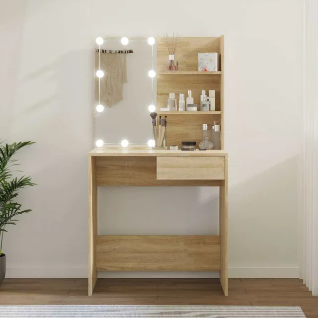 vidaXL Kaptafel met LED 74,5x40x141 cm bewerkt hout sonoma eikenkleur, foto 2