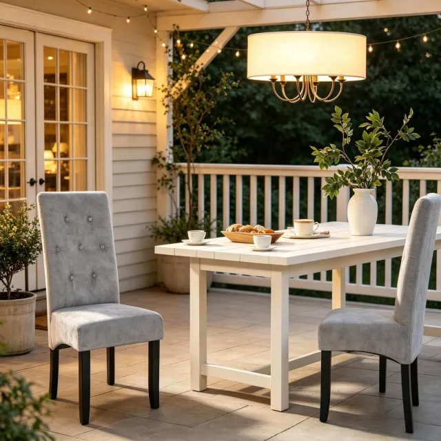 CHICFURN Eetkamerstoel - Hoge rugleuning - Zonder armleuning - Lichtgrijs