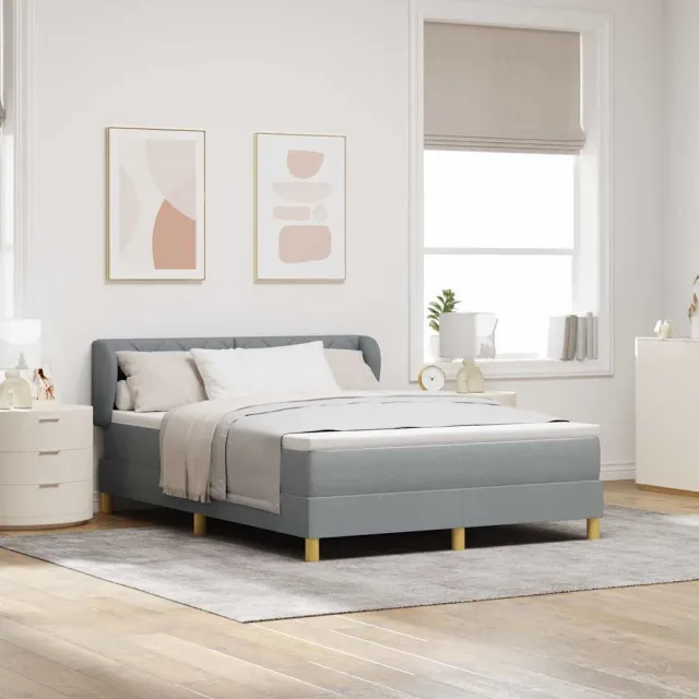 vidaXL Boxspringbed met hoofdeinde Lichtgrijs 140 x 200 cm Stof