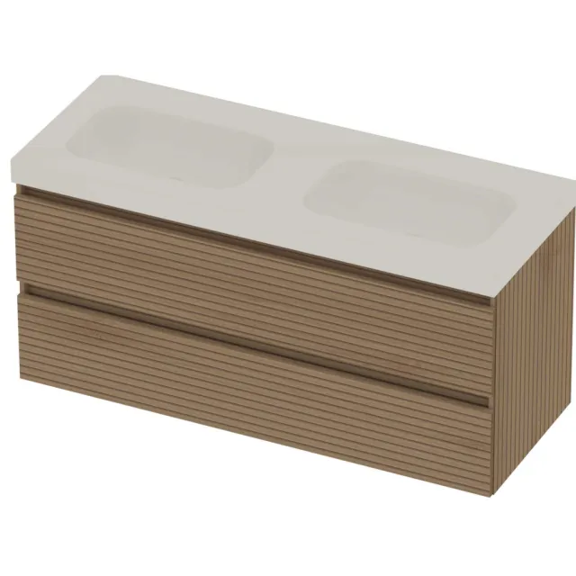 Basic-Line Moby 46 Badmeubelset Polystone 120x46x58 cm M46GWELO120D0 Lamello Oak Glans Wit