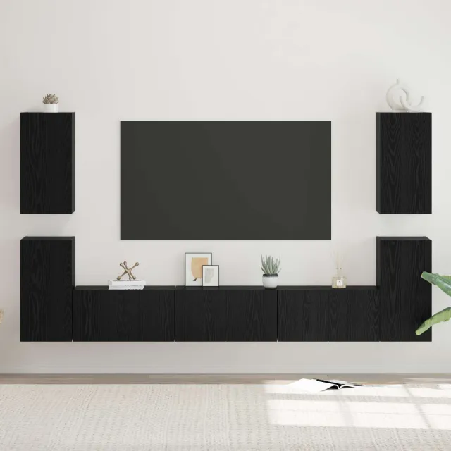 vidaXL Tv-meubelset 7 st Zwart Eiken, foto 2