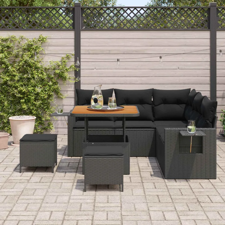 vidaXL Tuin Sofa Set 8 st Zwart poly rattan, foto 2