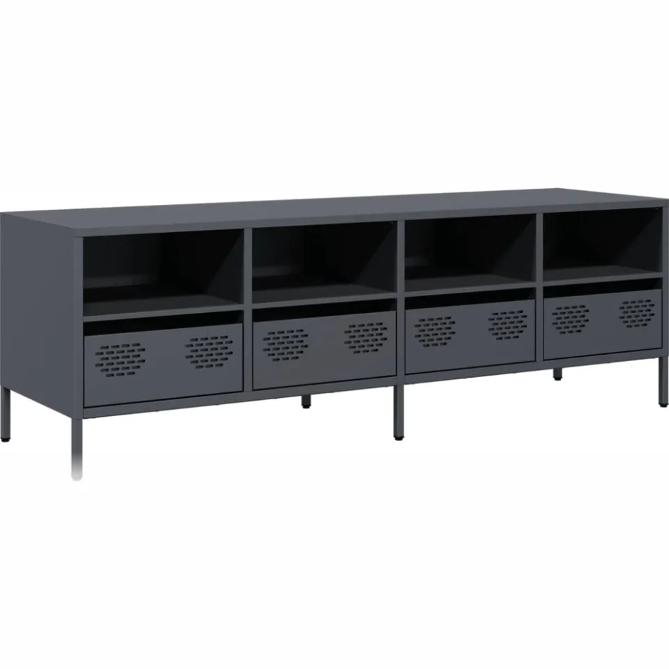 vidaXL Tv-meubel 135x39x43,5 cm koudgewalst staal antracietkleurig