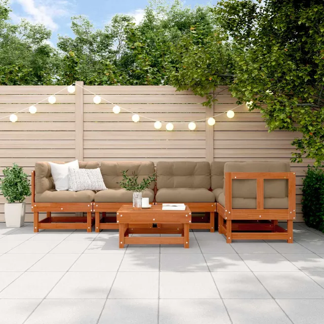 vidaXL Tuin loungeset 6 st Wasbruin Massief grenenhout bruin
