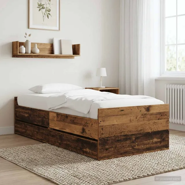 vidaXL Bedframe Oud hout Bewerkt hout bruin