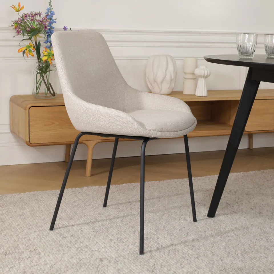 Nolon Nora-Isa eetkamerstoel beige - zwart onderstel, foto 2