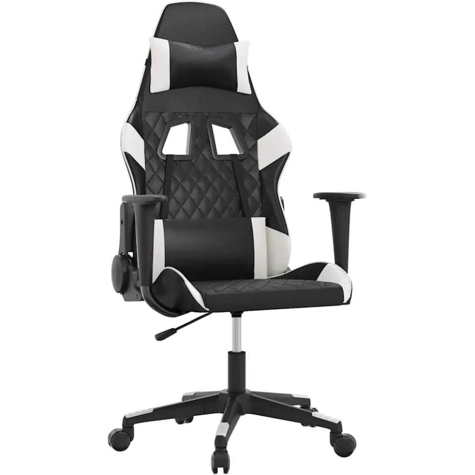 vidaXL Gamestoel kunstleer zwart en wit, foto 3