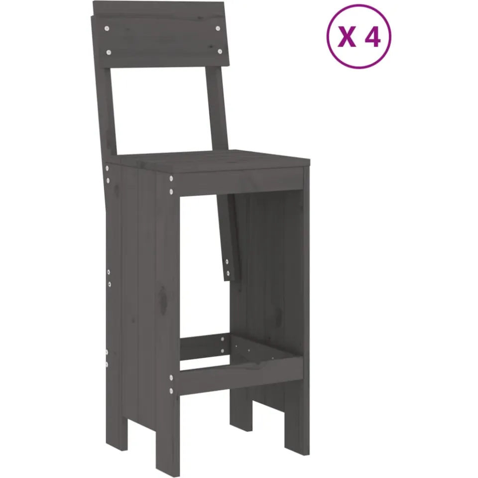 vidaXL 5-delige Tuinbarset massief grenenhout grijs, foto 3