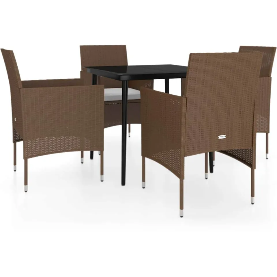 vidaXL 5-delige Tuinset met kussens bruin en zwart, foto 3