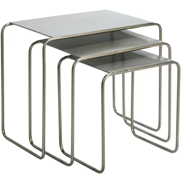 Madam Stoltz bijzettafel set van 3 metaal zilver