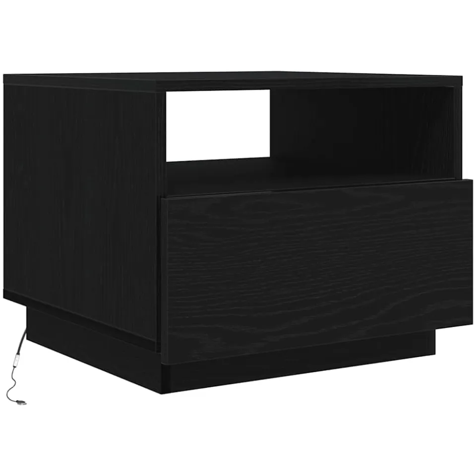 vidaXL Salontafel met LED-verlichting 50x49x40 cm zwart eiken