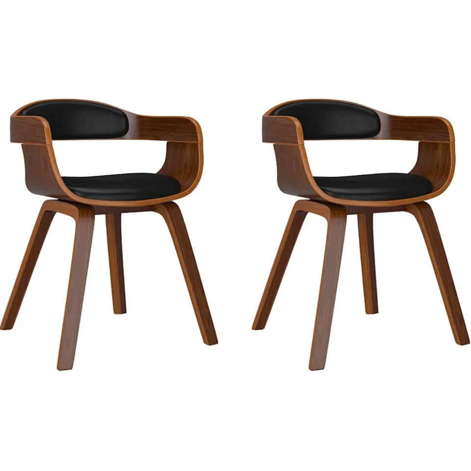 vidaXL Eetkamerstoelen 2 st gebogen hout en kunstleer zwart, foto 3