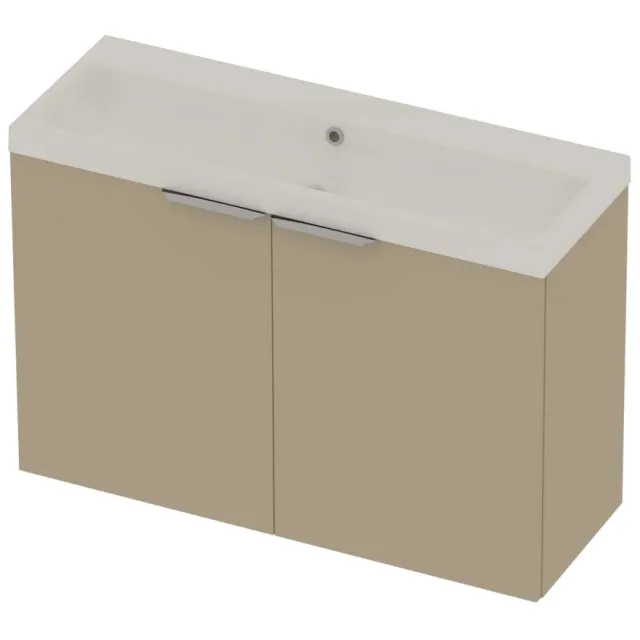 Basic-Line Pretty 36 Badmeubelset Polystone Zonder Kraangat 100x36x70 cm Mat Beige Glans Wit