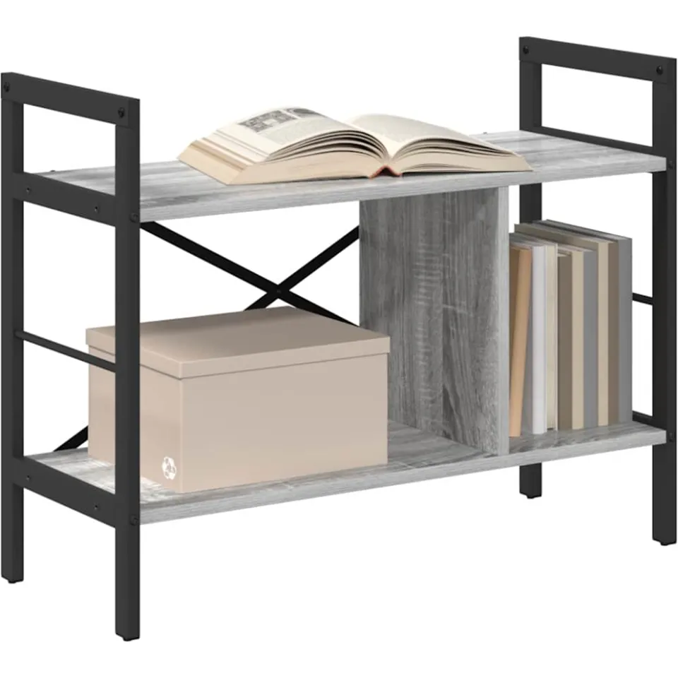 vidaXL Boekenkast Grijs Sonoma 75 x 30 x 58,5 cm Bewerkt hout 3-laags