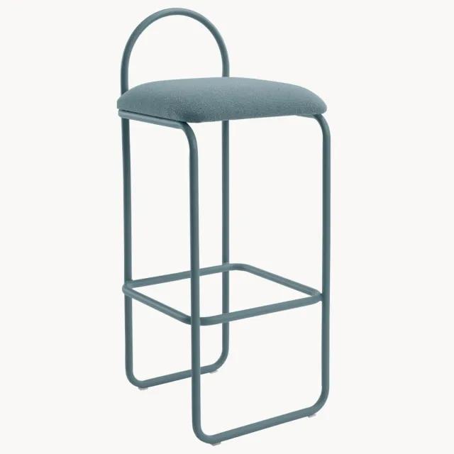 AYTM Metalen barkruk Angui met bouclé zitvlak Blauw