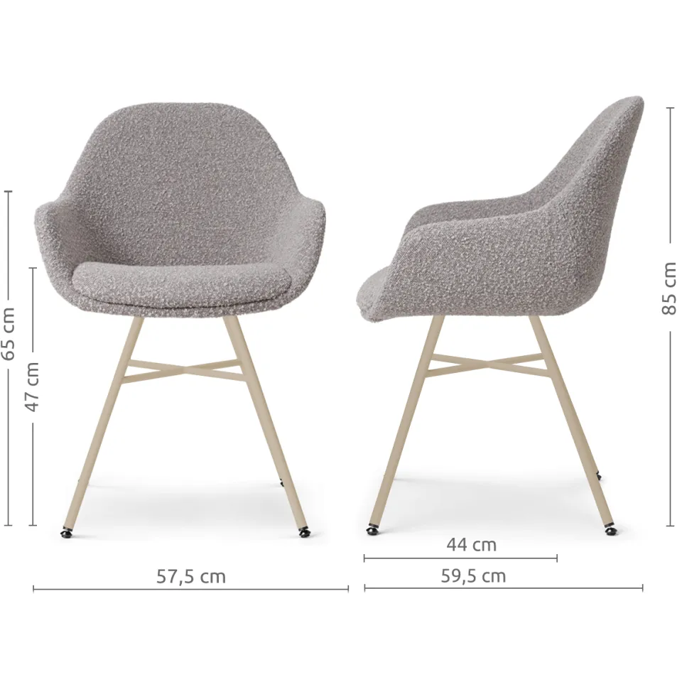 Nolon Noa-Mae eetkamerstoel bouclé taupe - beige onderstel, foto 2
