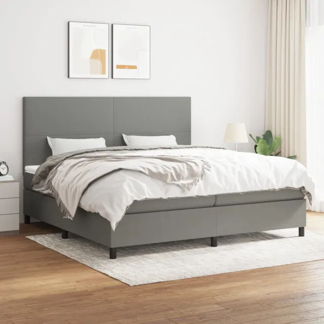 vidaXL Boxspring met matras stof donkergrijs 200x200 cm grijs