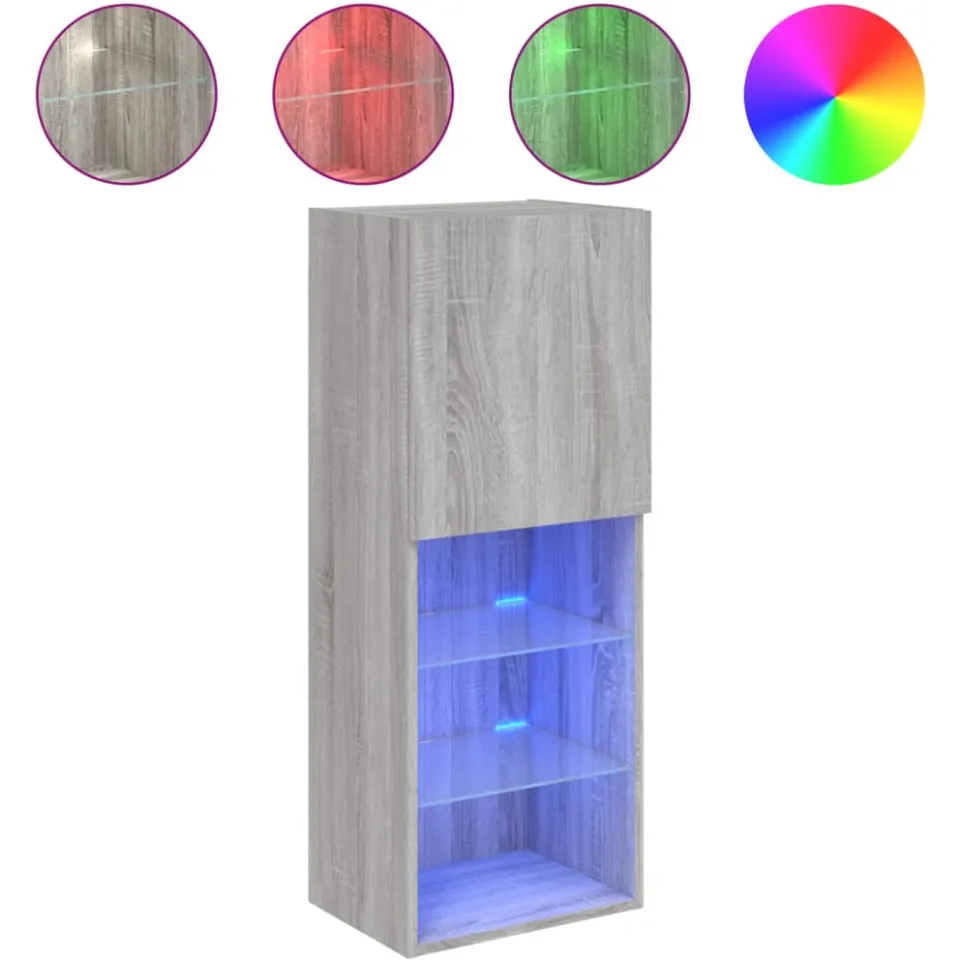 vidaXL Tv-meubel met LED-verlichting 40,5x30x102 cm grijs sonoma eiken, foto 3